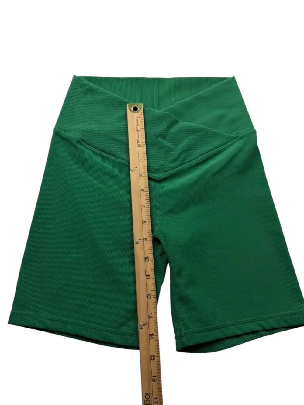 WILO Green Crossover High Waist Ribbed Biker Shorts Small
